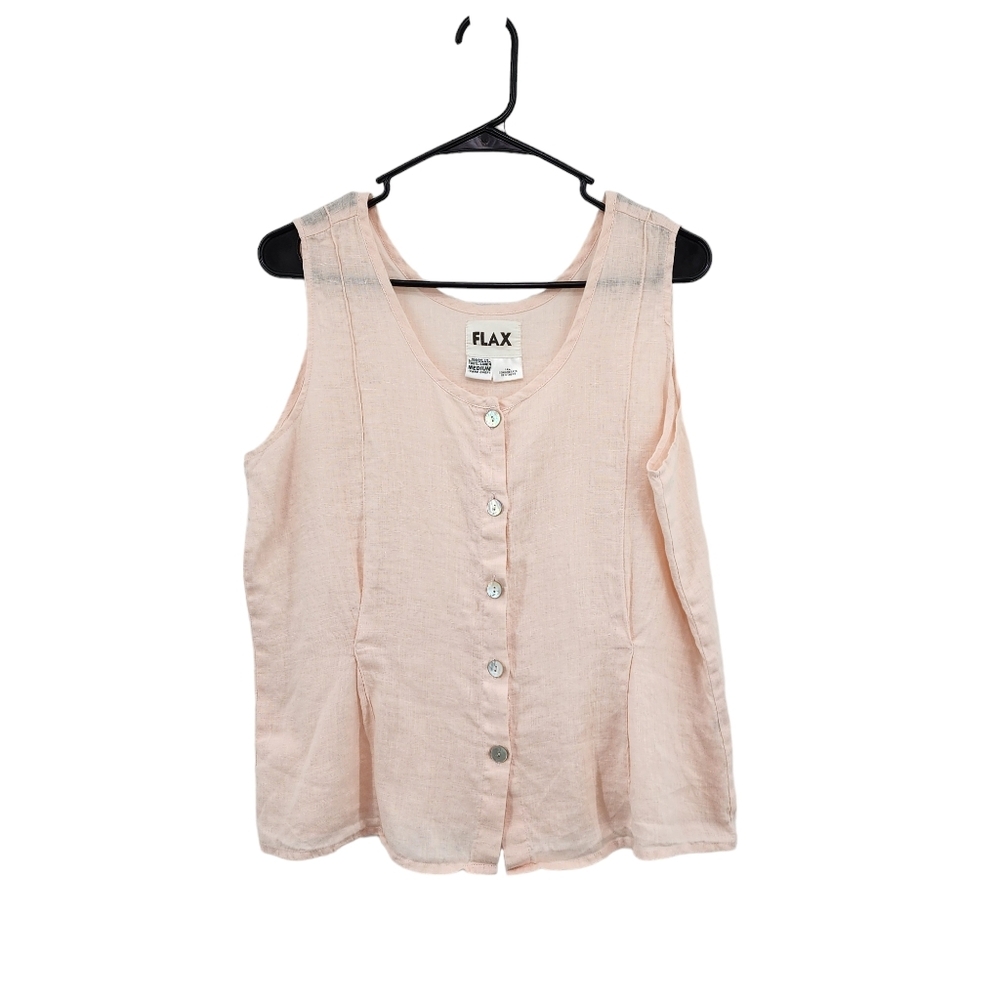 Flax Blush Pink Sleeveless Button-Up Blouse